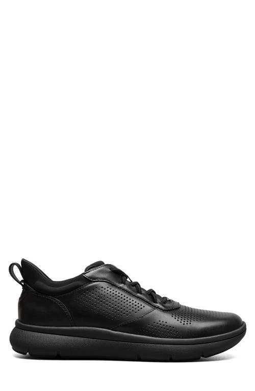 Florsheim Fleet Perforated Toe Elastic Lace Sneaker In Black Smooth