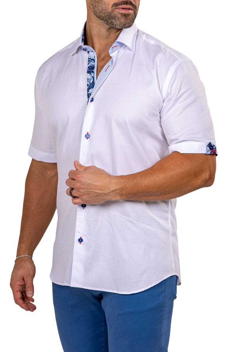 Maceoo Galileo Marty Short Sleeve Cotton Button-Up Shirt, Alternate, color, 