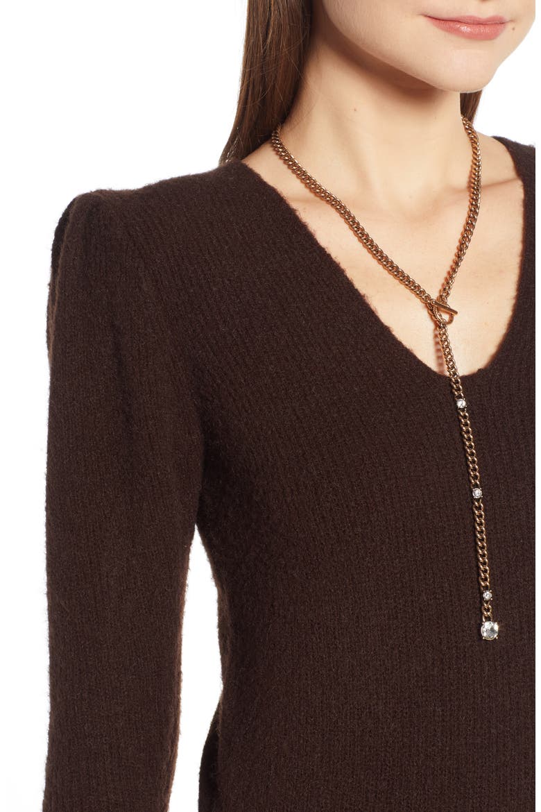 Puff Sleeve Sweater (Nordstrom Exclusive), Alternate, color, BROWN BEAN