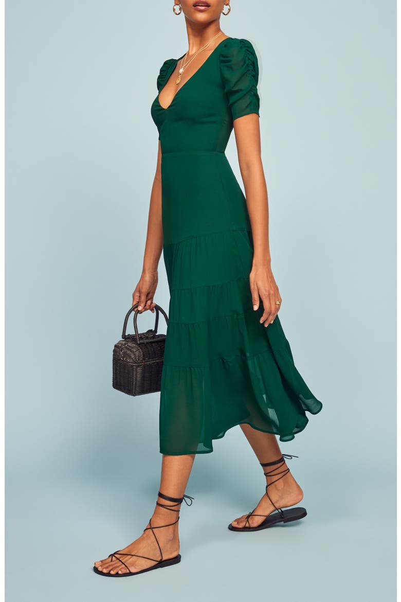 Cosa Midi Dress, Alternate, color, EMERALD