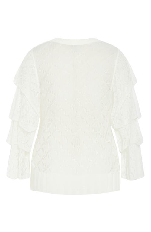 Shop City Chic Estelle Openwork Tiered Sleeve Sweater