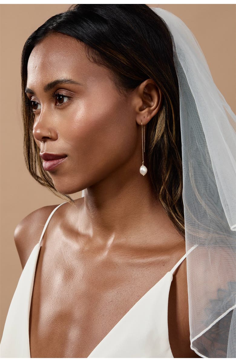 Set & Stones Sabina Pearl Threader Earrings, Alternate, color, Gold / White