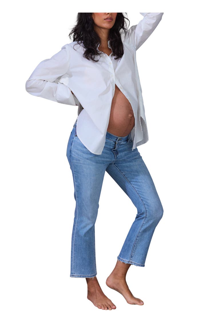 The Classic Maternity Button-Up Shirt, Alternate, color, WHITE