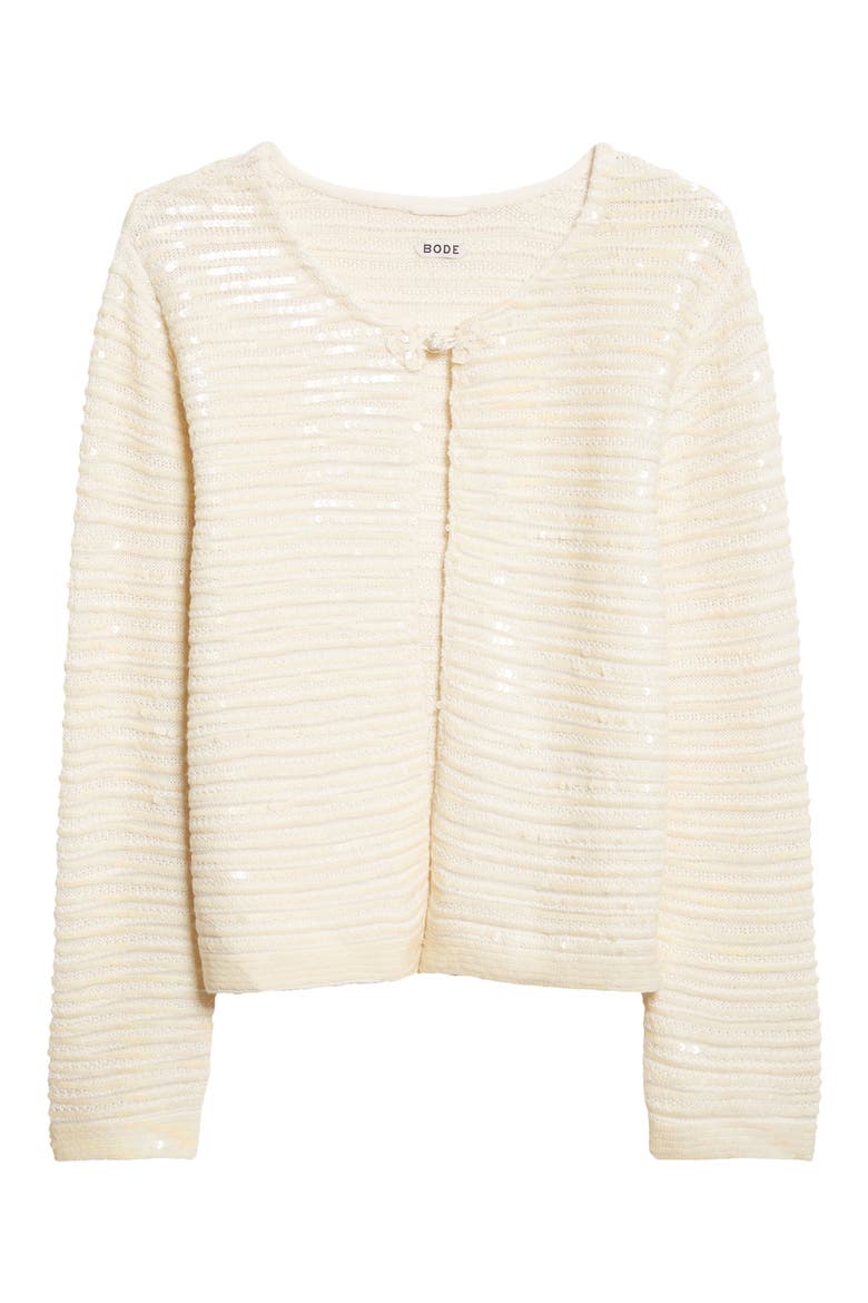Spotlight Sequin Virgin Wool Swing Cardigan, Alternate, color, IVORY