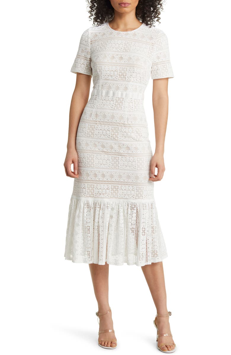 Rachel Parcell Stripe Lace Midi Dress, Main, color,