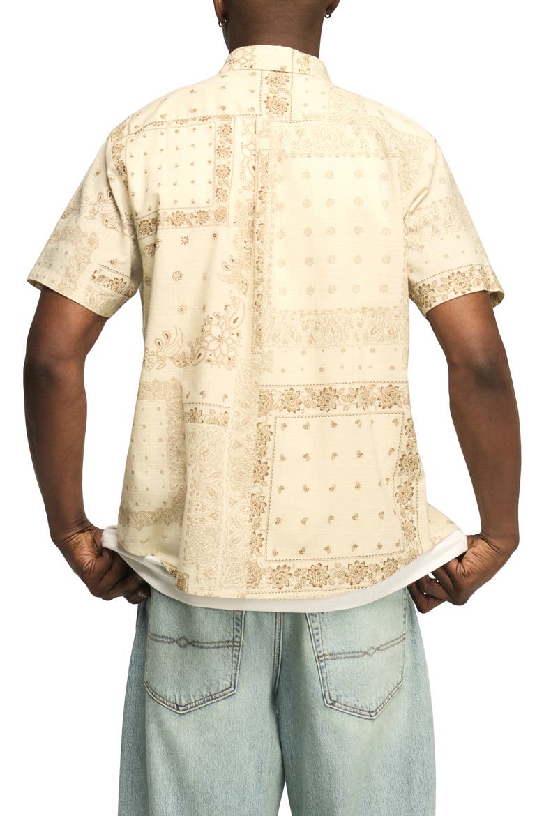 San Gabriel Short Sleeve Cotton Button-Up Shirt, Alternate, color, NATURAL MULTI PRINT