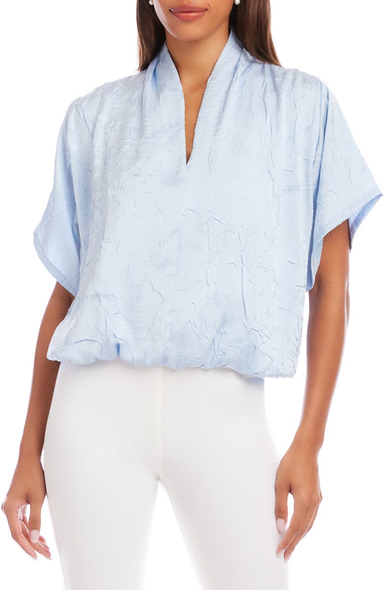 Karen Kane Crushed Satin V-Neck Top, Main, color, Light Blue
