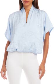 Karen Kane Crushed Satin V-Neck Top