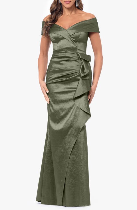 Off the Shoulder Taffeta Gown
