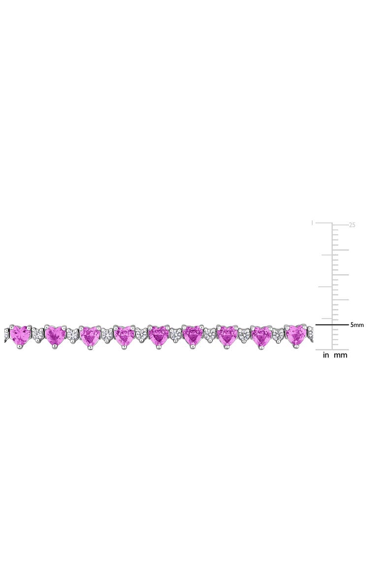 Heart Cut Lab Created Pink Sapphire & White Sapphire Tennis Bracelet, Alternate, color, PINK
