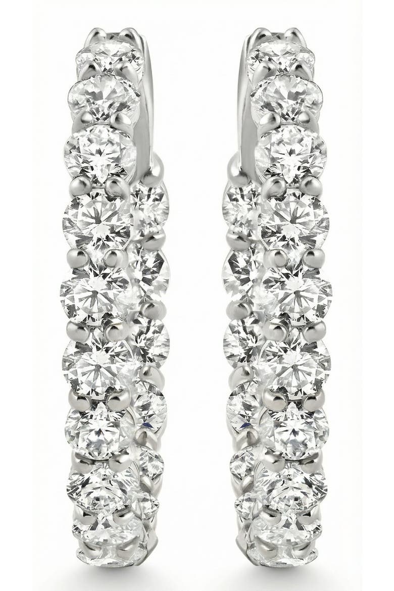 5 1/2Ct Diamond Inside Outside Hoops 14 Gold Earrings Lab Grown 1" Tall, Alternate, color, 14k Yellow Gold