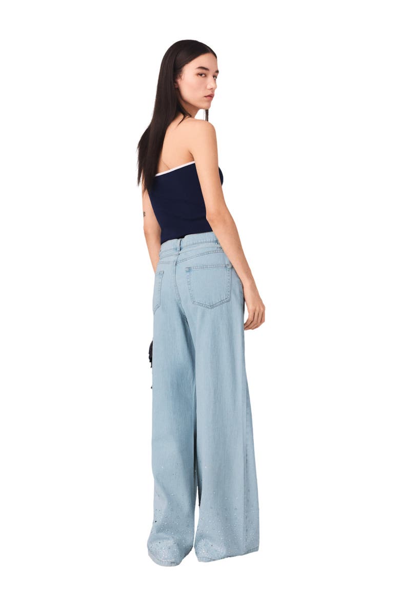 Wide-leg rhinestone jeans, Alternate, color, Blue sky