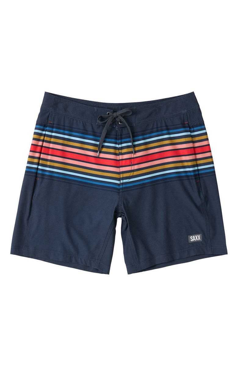 SAXX Betawave 2-in-1 5-Inch Board Shorts, Alternate, color, Horizon Stripe-Maritime