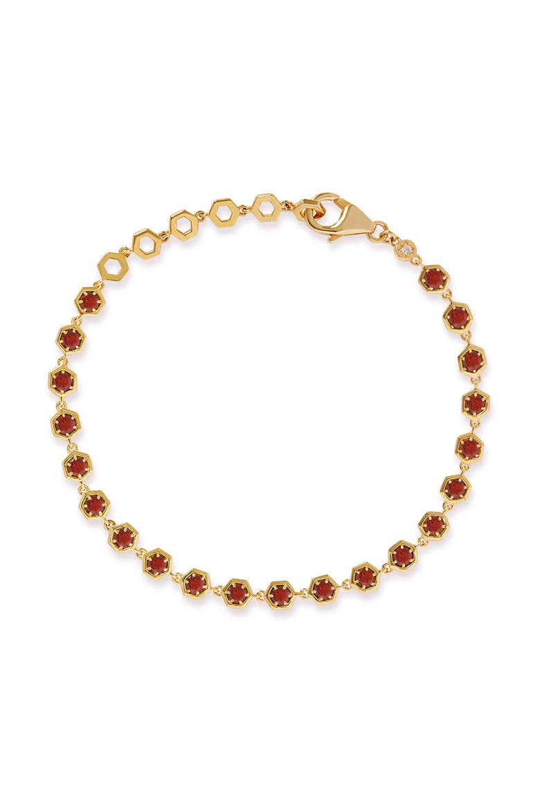 Gold Deco Red Garnet & Red Sapphire Tennis Bracelet, Main, color, Gold