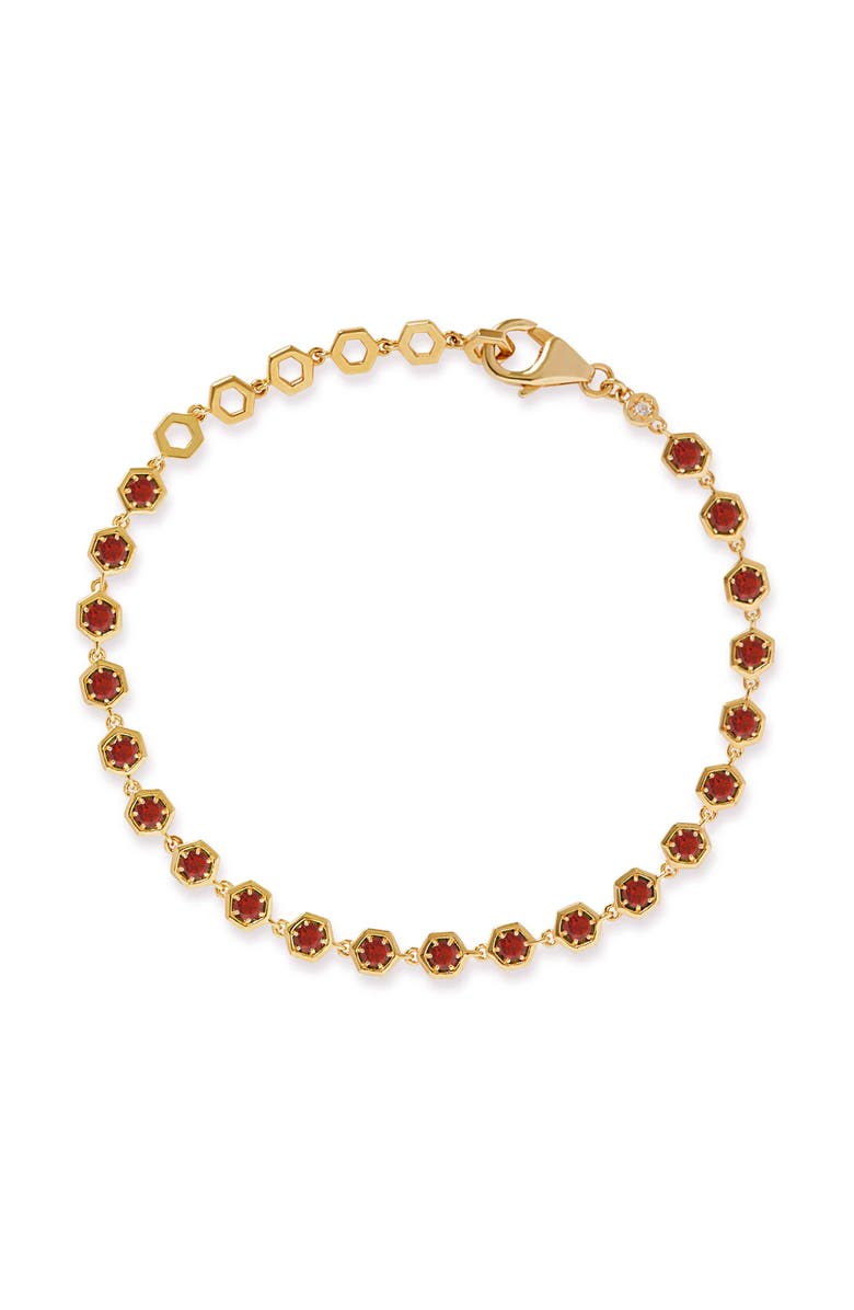 Astley Clarke Gold Deco Red Garnet & Red Sapphire Tennis Bracelet, Main, color, Gold