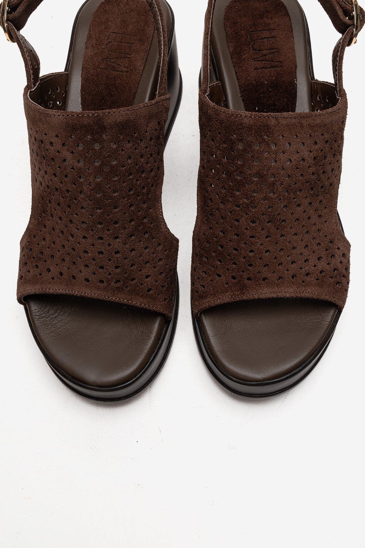 Forever & Always Shoes Jadira Leather Wedge Sandal, Alternate, color, Brown Suede