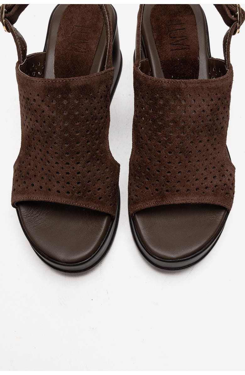 Forever & Always Shoes Jadira Leather Wedge Sandal, Alternate, color, Brown Suede