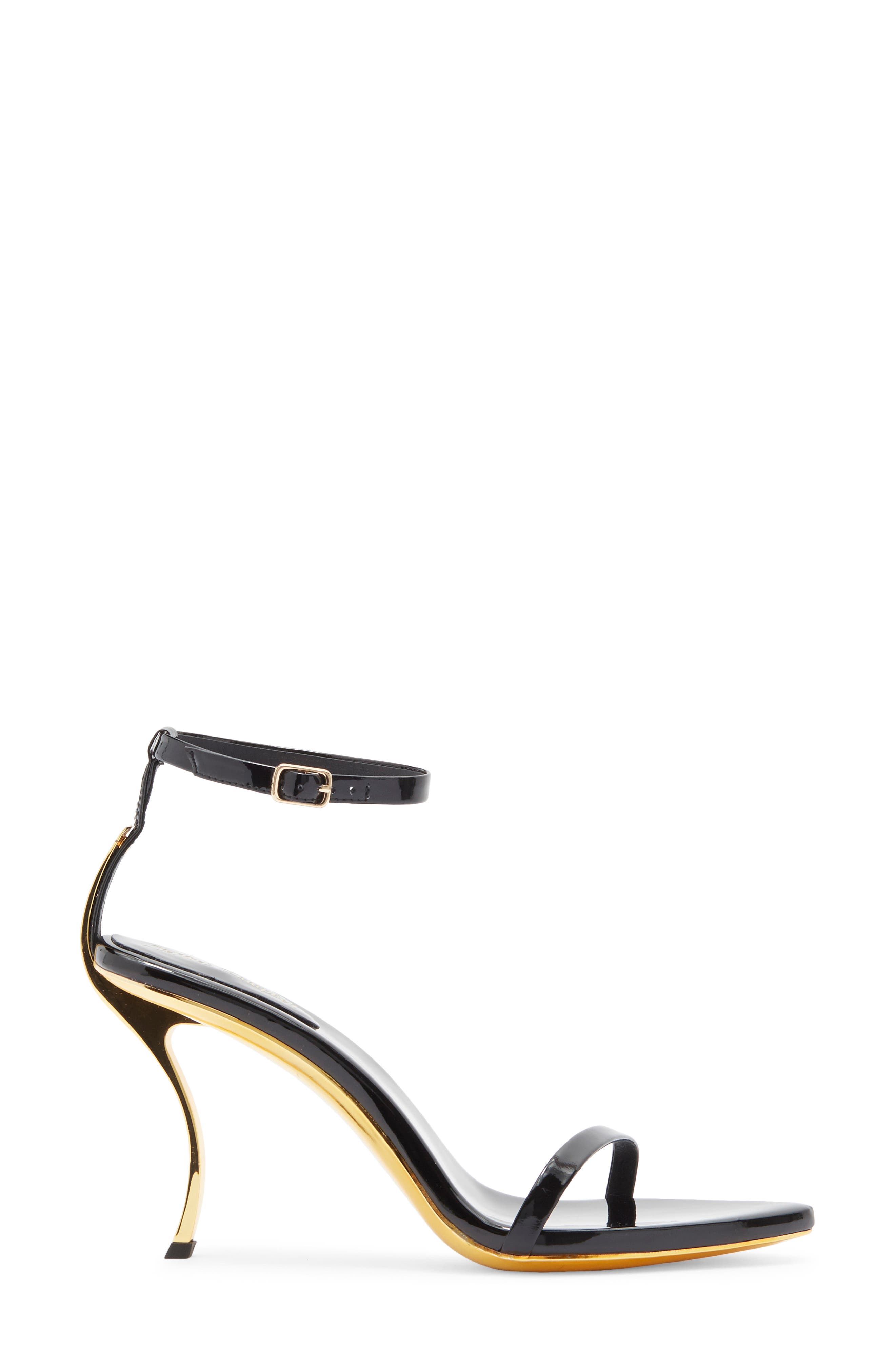 Jeffrey Campbell Obsession Ankle Strap Sandal, Alternate, color, Black Patent Gold