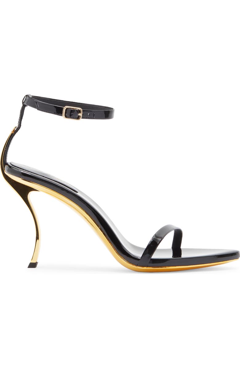 Jeffrey Campbell Obsession Ankle Strap Sandal, Alternate, color, Black Patent Gold