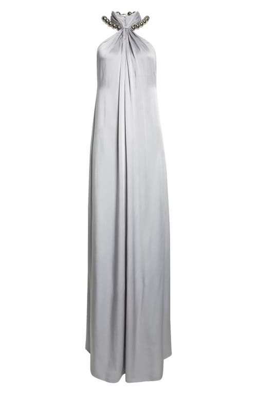 Stella Mccartney Ball-collar Satin Halter Gown In White