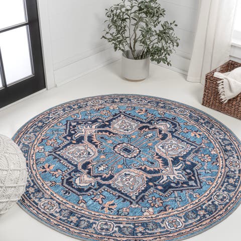 Cirali Ornate Large Medallion Machine-Washable Round Area Rug