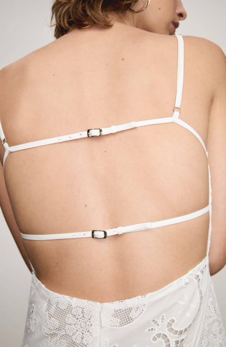 MANGO Embroidered Strappy Asymmetric Midi Dress, Alternate, color,