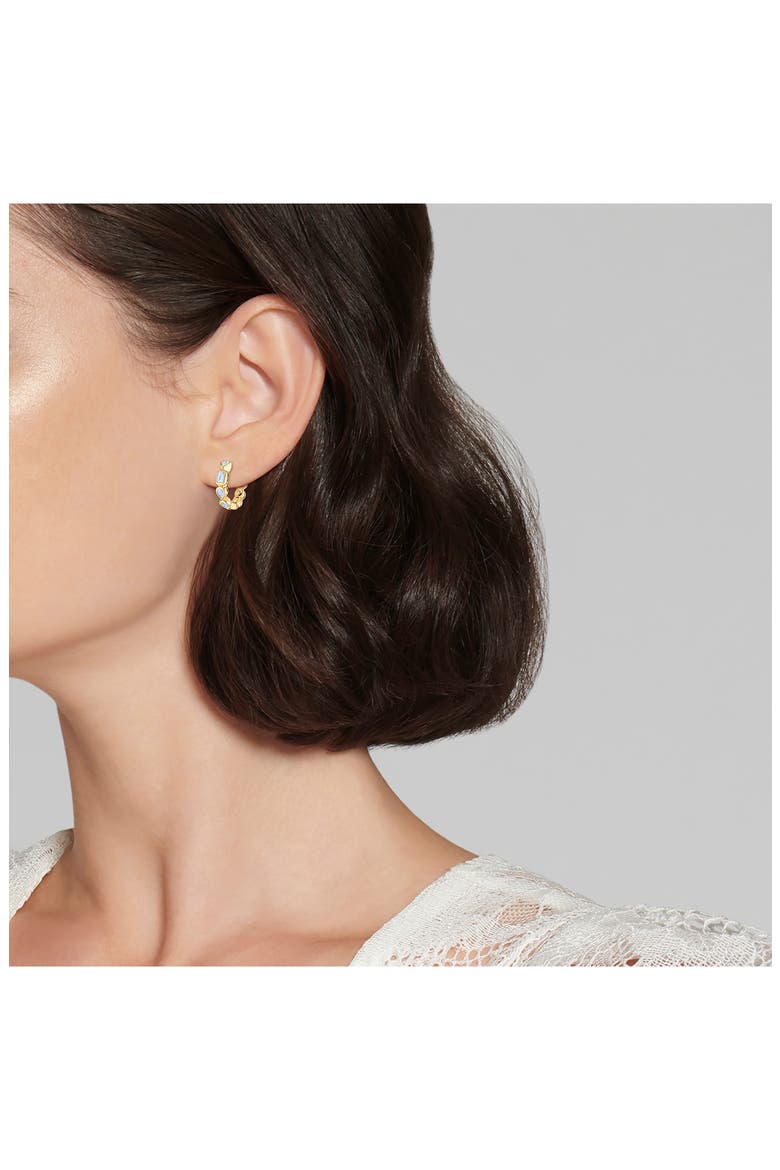 Diamond Bezel Huggie Hoop Earrings, Alternate, color, YELLOW GOLD
