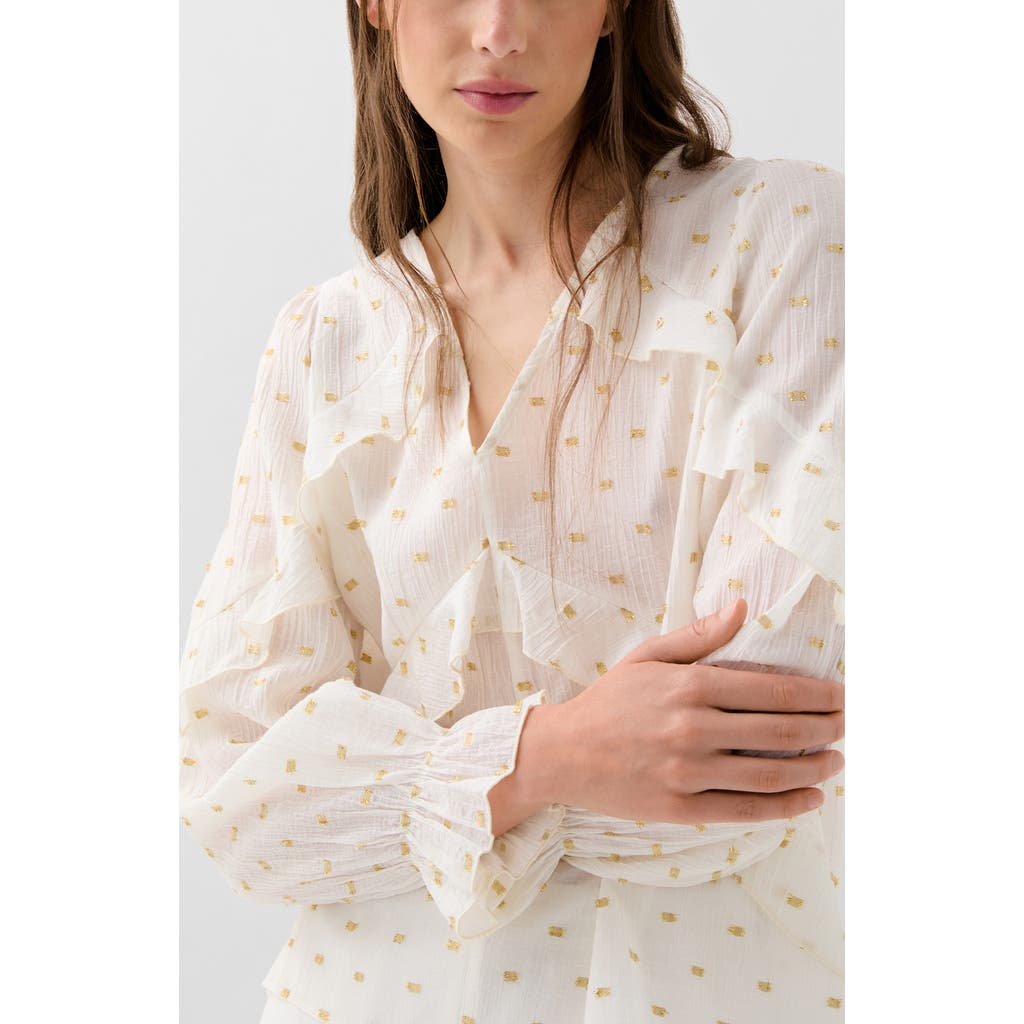 Scalpers Foil Lurex Shirt In White