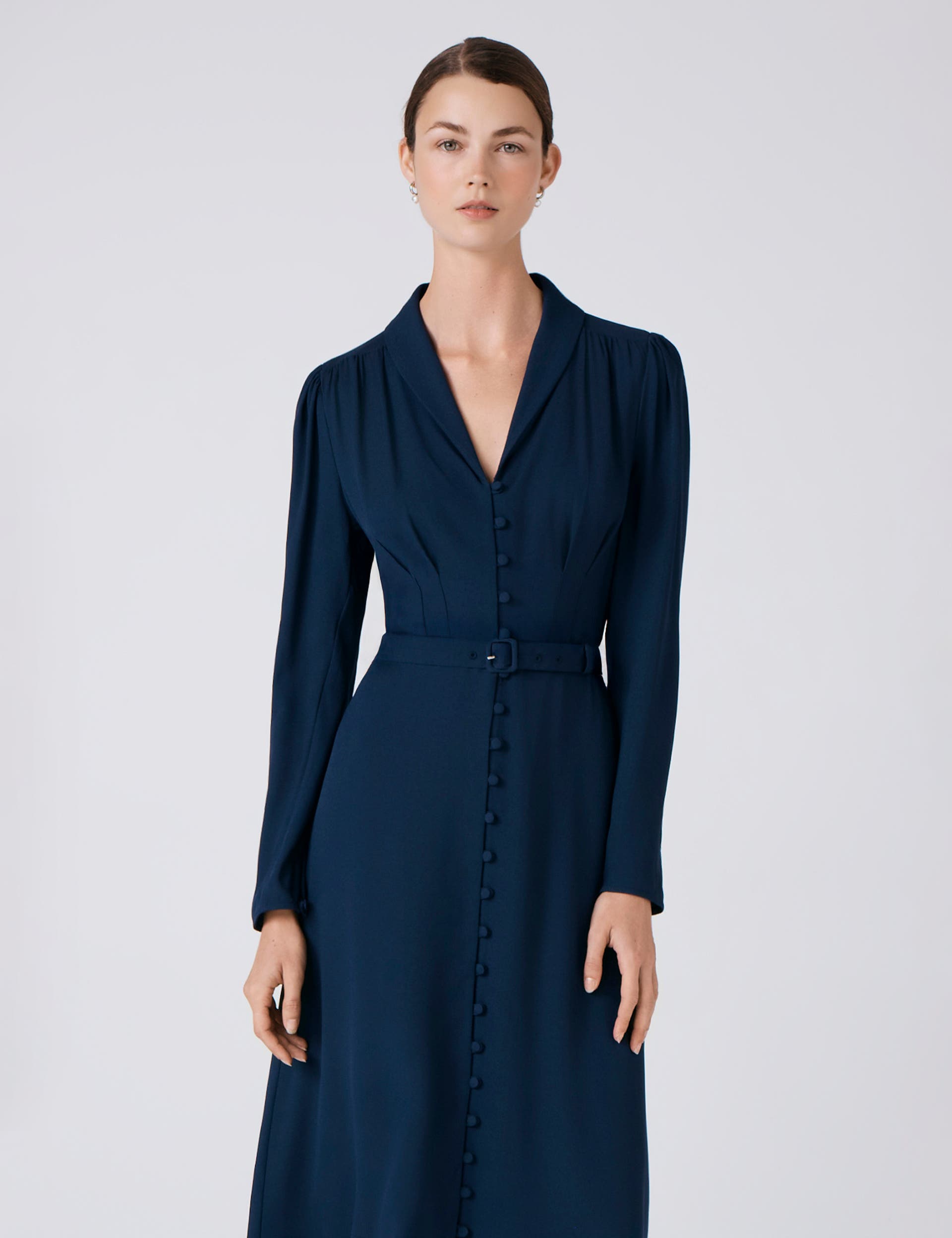 Elena Crepe Button Through Midi Dress - image 2