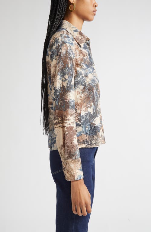 L'agence Maia Printed Lace Button-up Shirt In Multi