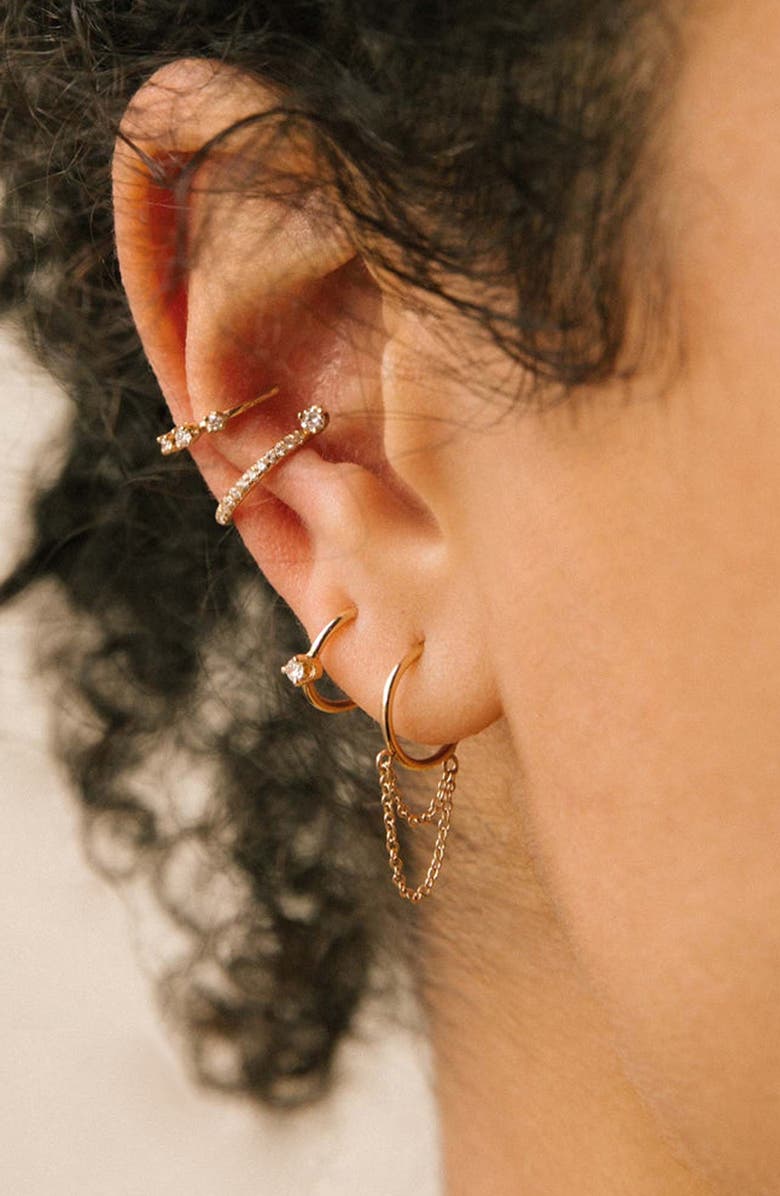 Zoë Chicco Chain Drop Huggie Hoop Earrings, Alternate, color, 