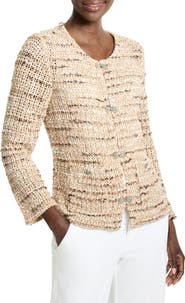 NIC+ZOE Tonal Mix Open Stitch Cotton Blend Knit Jacket