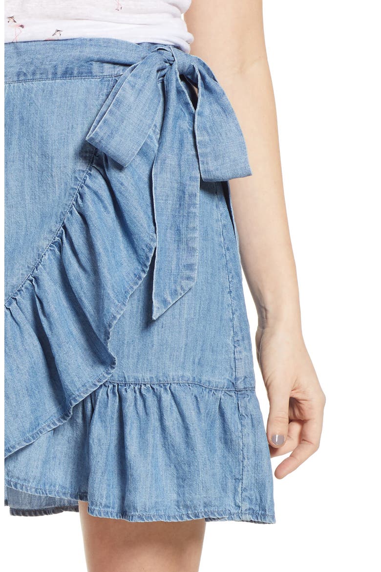 Etienne Chambray Wrap Skirt, Alternate, color, MEDIUM VINTAGE