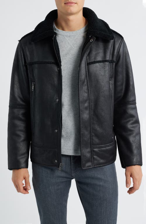 UGG(r) Thayden Luxefluff Faux Leather Jacket with Faux Shearling Collar