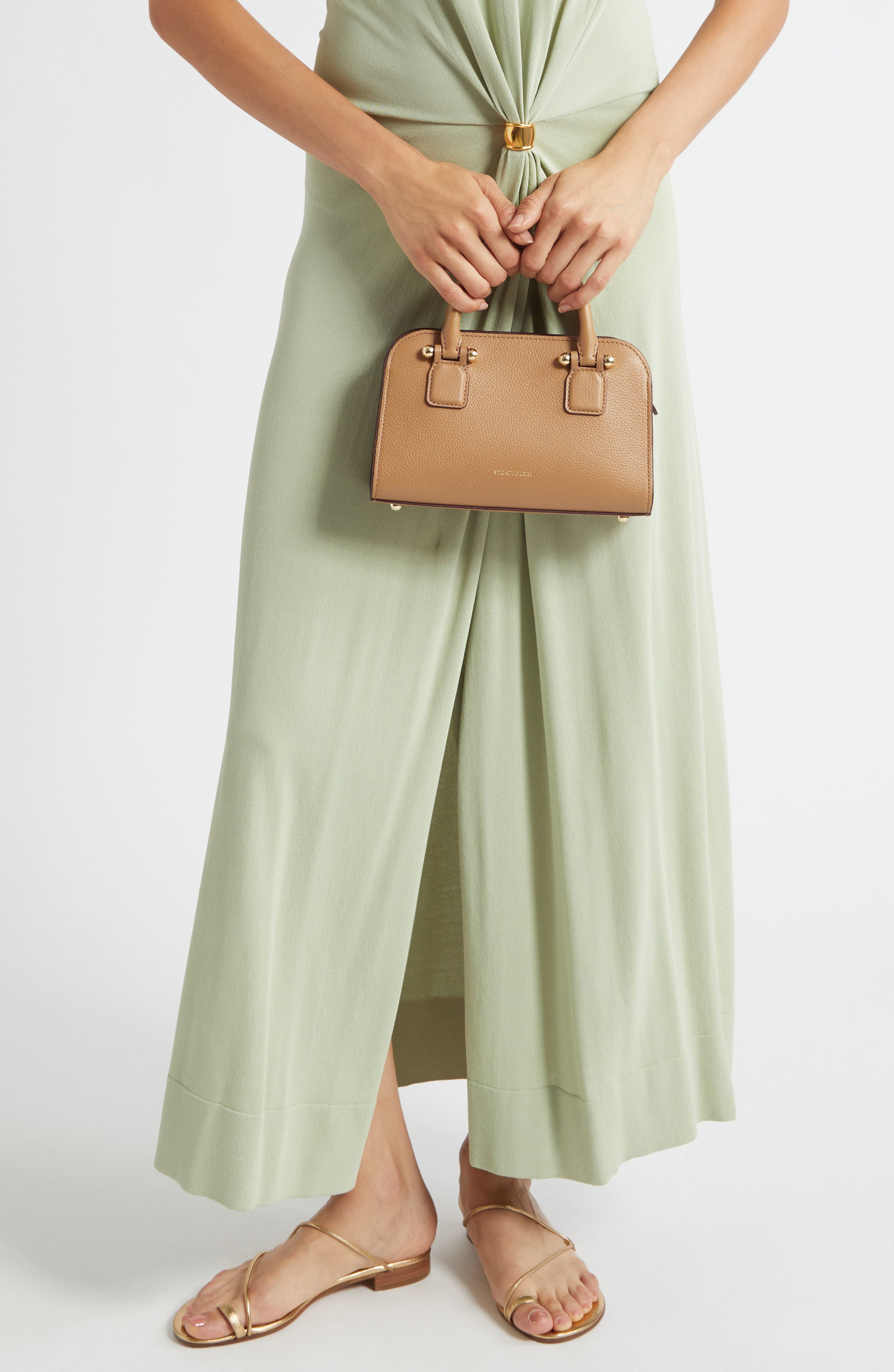 Strathberry Mini Georgia Leather Tote, Alternate, color, Caramel