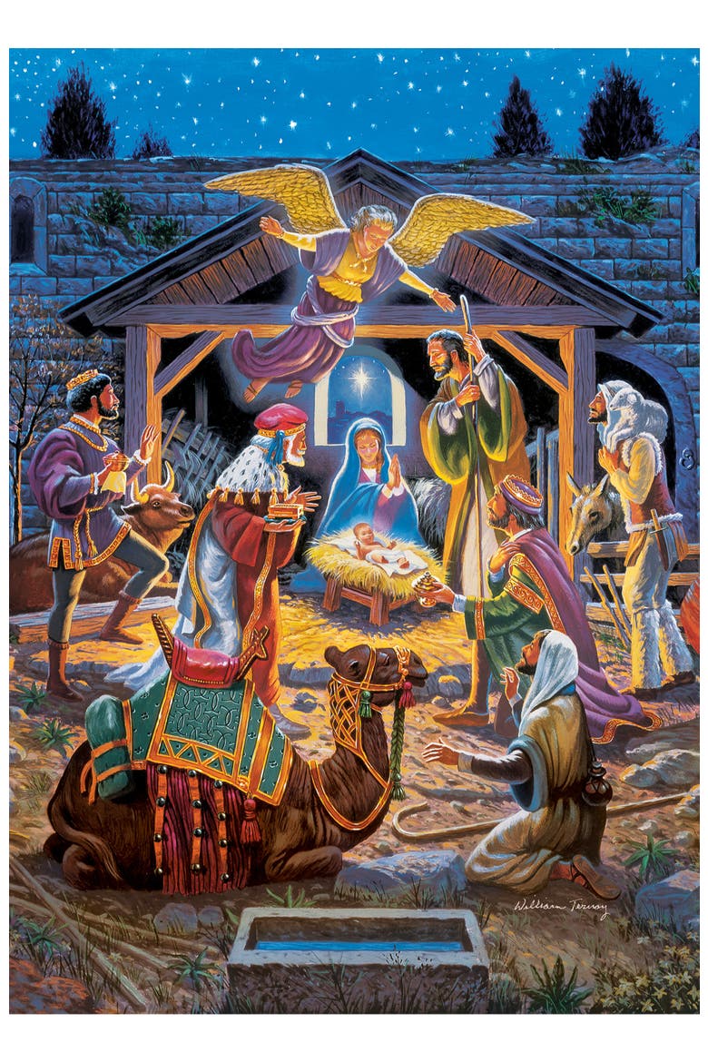 Holy Night 500 Piece Glitter Puzzle, Alternate, color, Multicolor