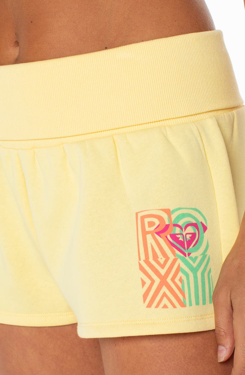 Roxy Sunday Foldover Waist Shorts, Alternate, color, Popcorn