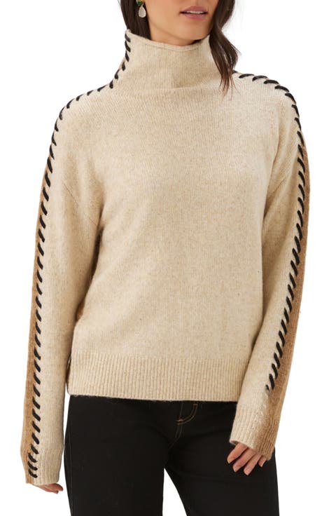 Contrast Stitch Turtleneck Sweater