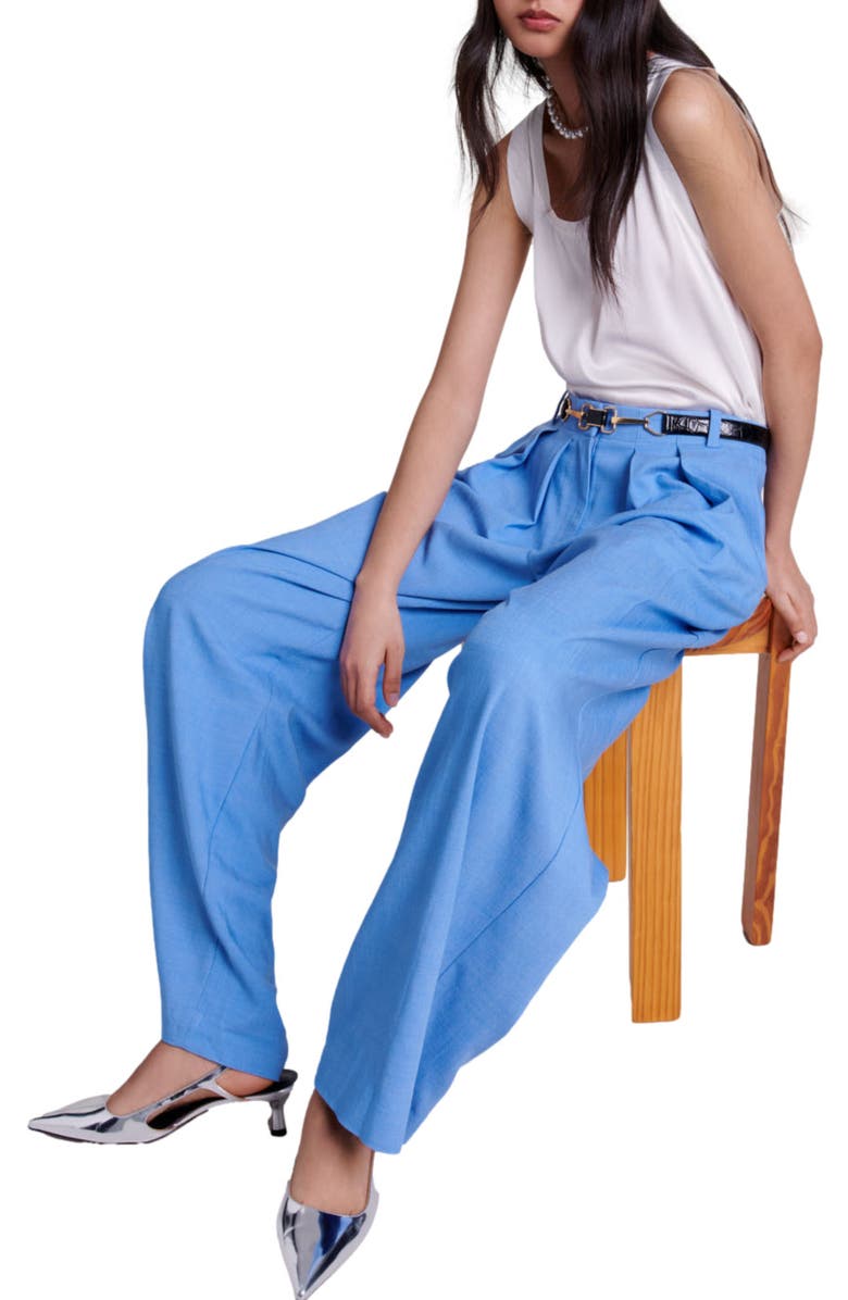 maje Wide-leg suit trousers with pleats, Alternate, color, 