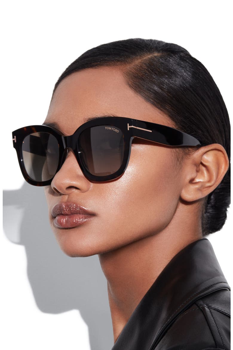 Beatrix 52mm Polarized Gradient Square Sunglasses, Alternate, color, DARK HAVANA / BROWN