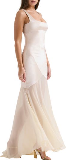 Vittoria Paneled Satin & Chiffon Gown