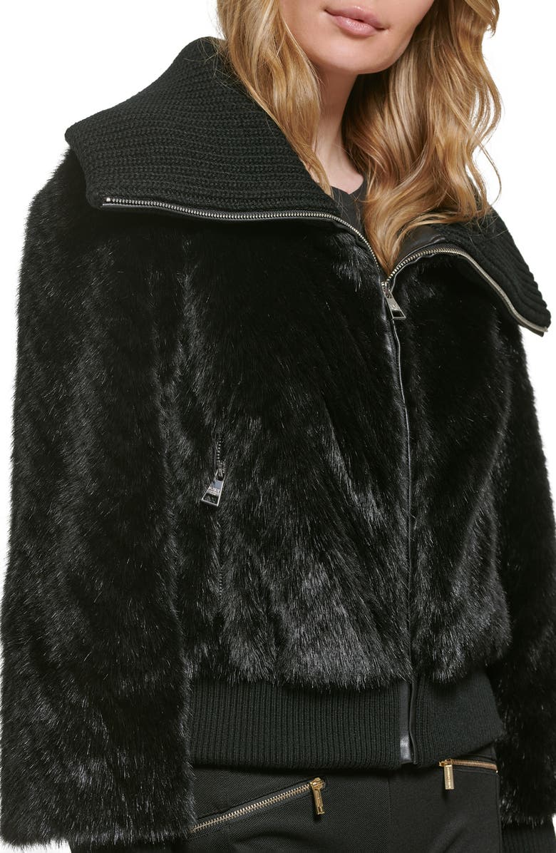 KARL LAGERFELD PARIS Faux Fur Bomber Jacket, Alternate, color, 