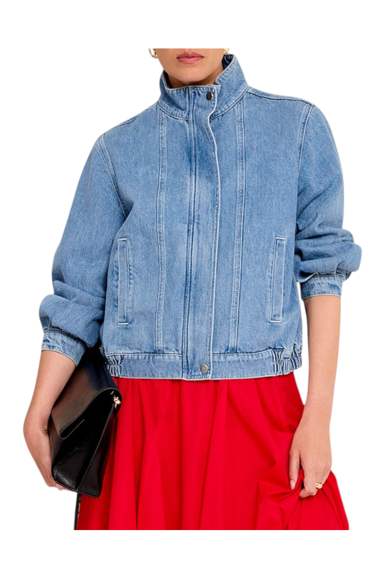 Denim Bomber Jacket, Main, color, Blue