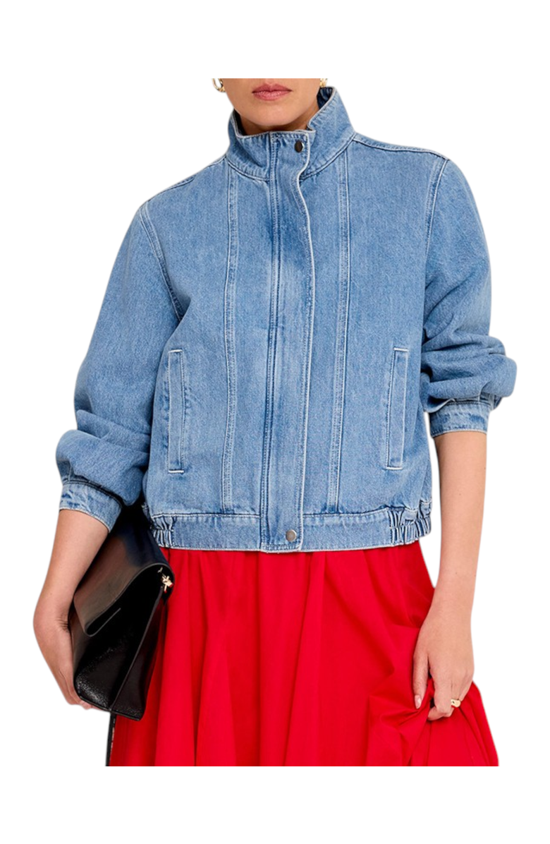 MINT VELVET Denim Bomber Jacket, Main, color,