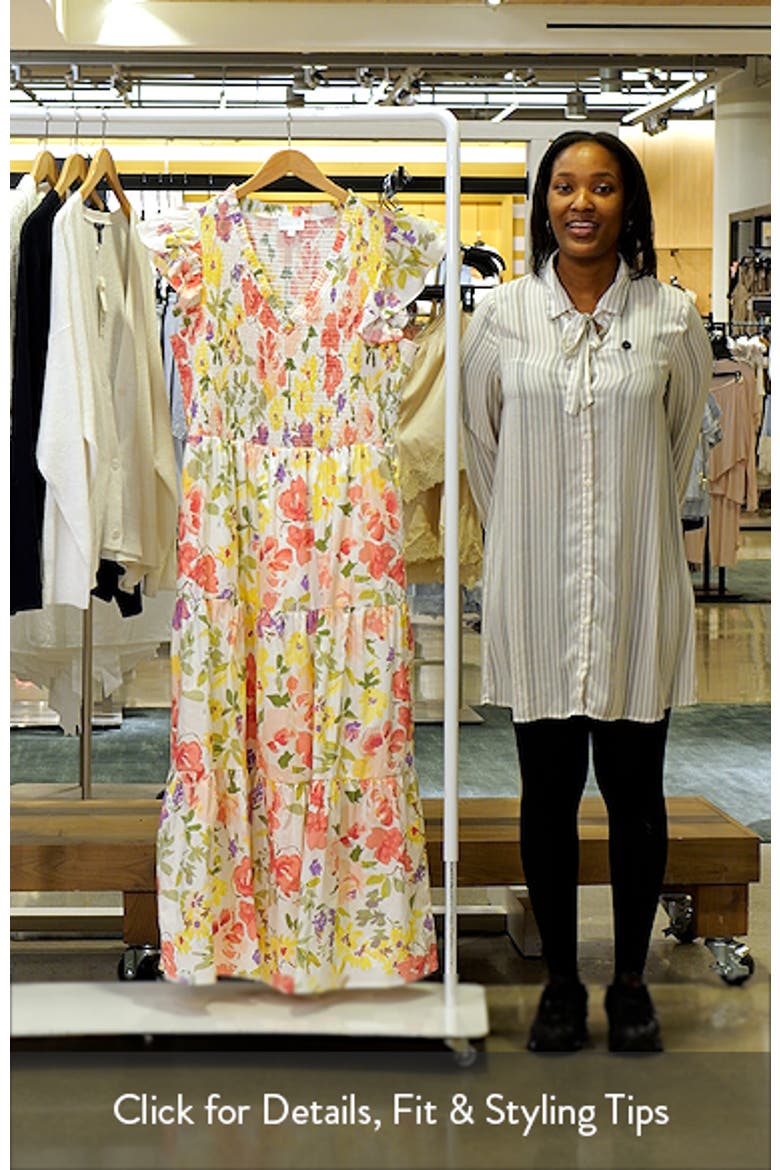 Leonie Floral Sunfire Tiered Midi Dress video