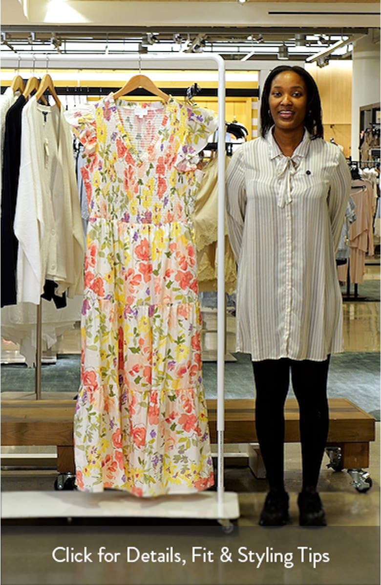 Leonie Floral Sunfire Tiered Midi Dress, sales video thumbnail