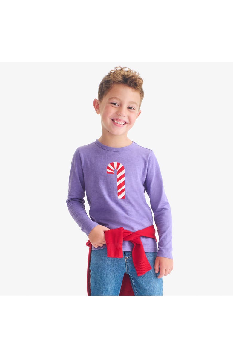 Primary Kids Long Sleeve Candy Cane Tee, Alternate, color, Violet