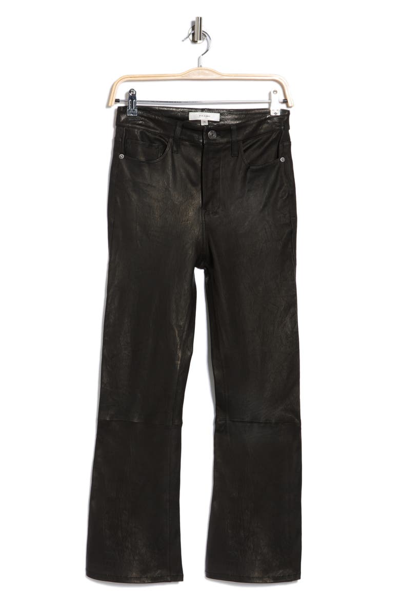 Le Crop Bootcut Leather Pants, Main, color, WASHED BLACK