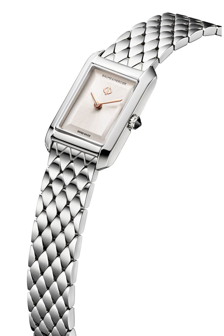 Hampton Diamond Bracelet Watch, 22mm x 35mm, Alternate, color, SILVER