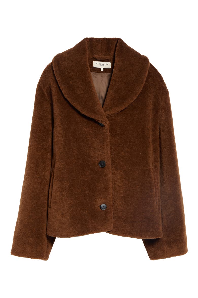 Marlie Shawl Collar Plush Wool Jacket, Alternate, color, GINGER